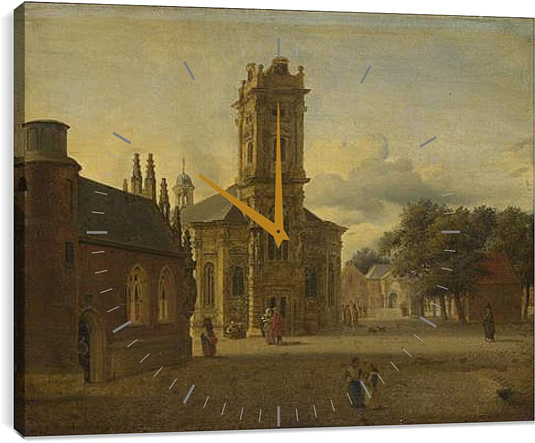 Часы картина - A Square before a Church. Ян Ван дер Хейден
