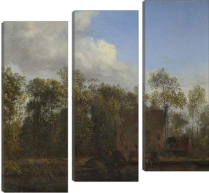 Модульная картина - A Farm among Trees. Ян Ван дер Хейден