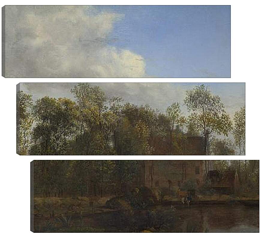 Модульная картина - A Farm among Trees. Ян Ван дер Хейден