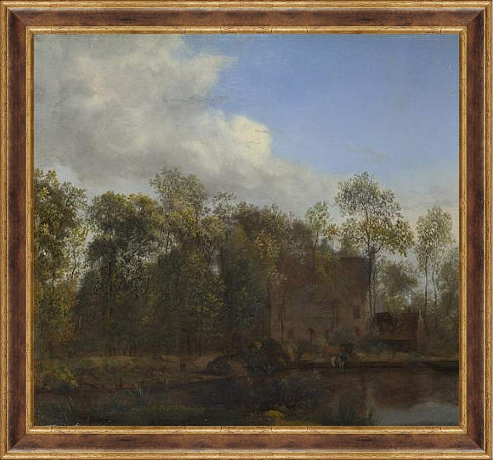 Картина в раме - A Farm among Trees. Ян Ван дер Хейден