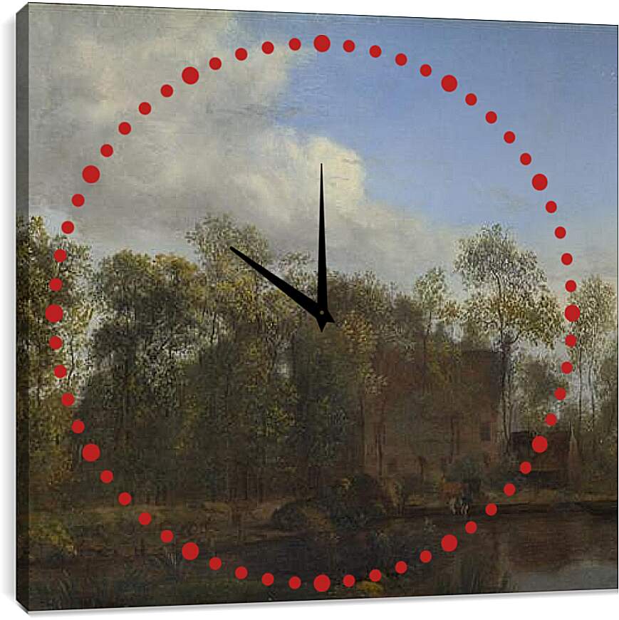 Часы картина - A Farm among Trees. Ян Ван дер Хейден