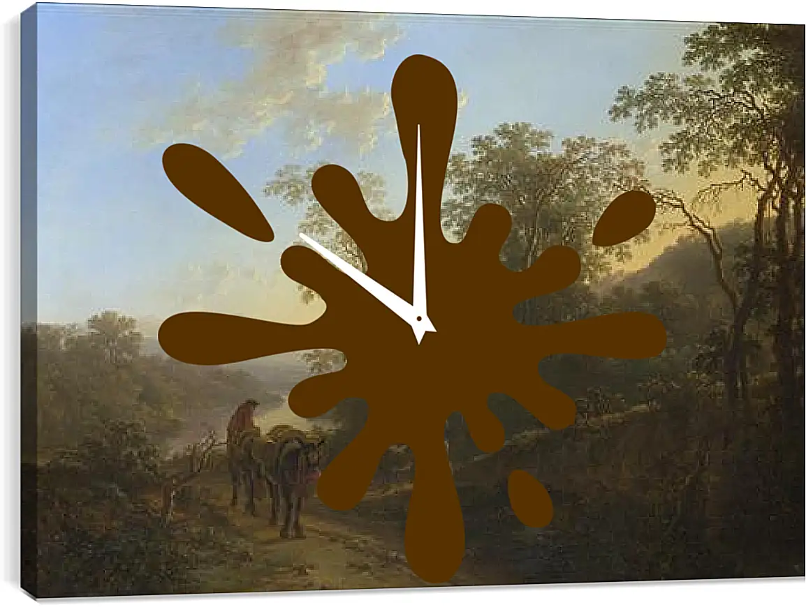 Часы картина - Peasants with Mules and Oxen. Ян Бот
