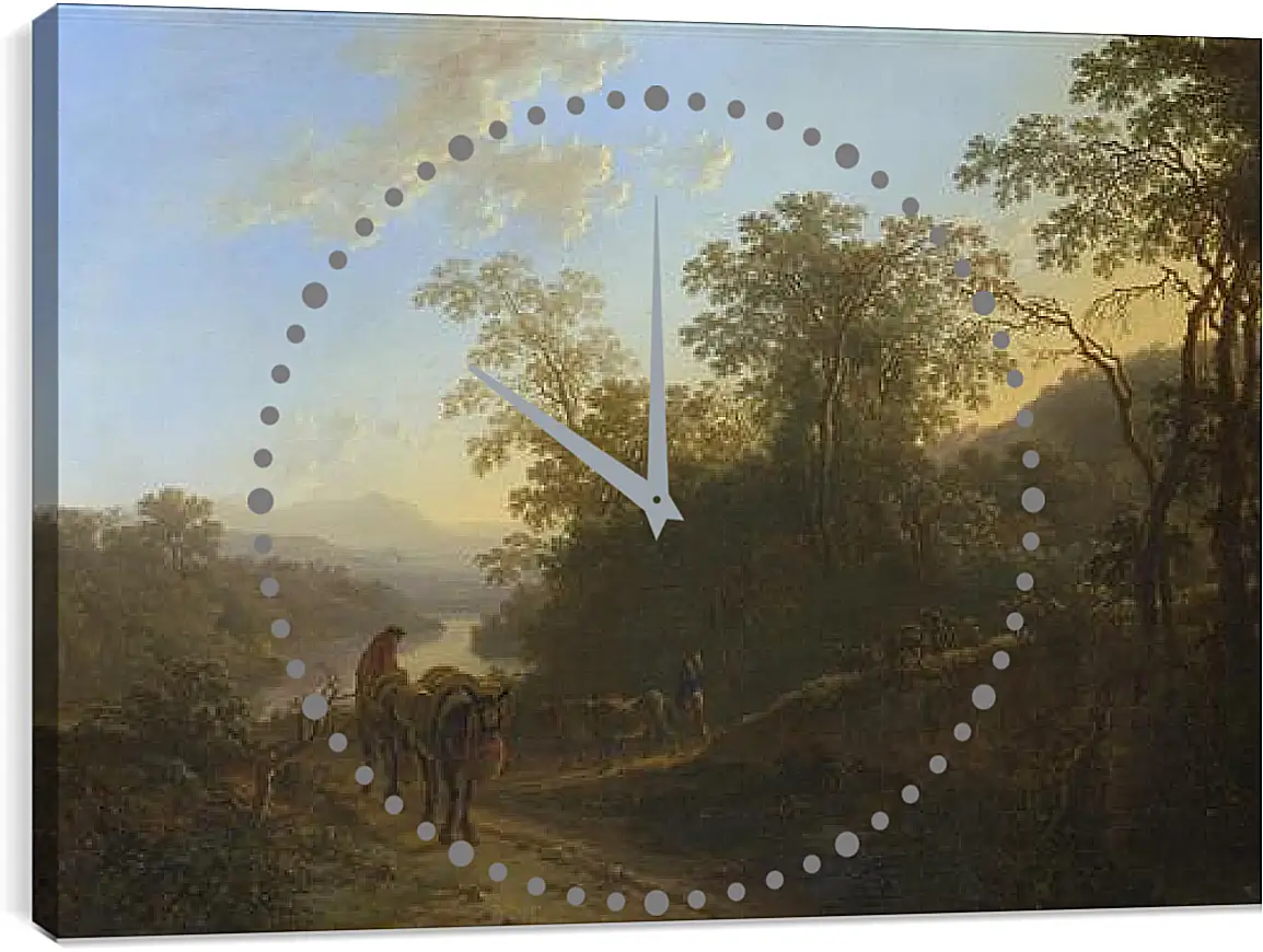Часы картина - Peasants with Mules and Oxen. Ян Бот