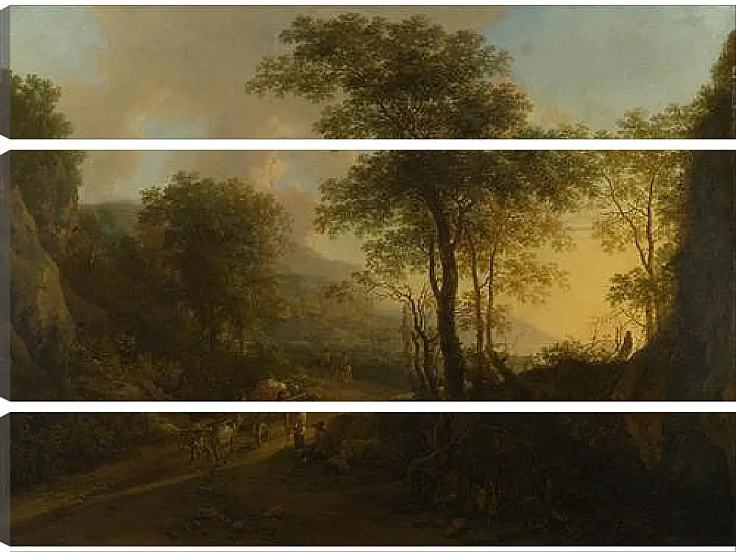 Модульная картина - A Rocky Landscape with an Ox-cart. Ян Бот