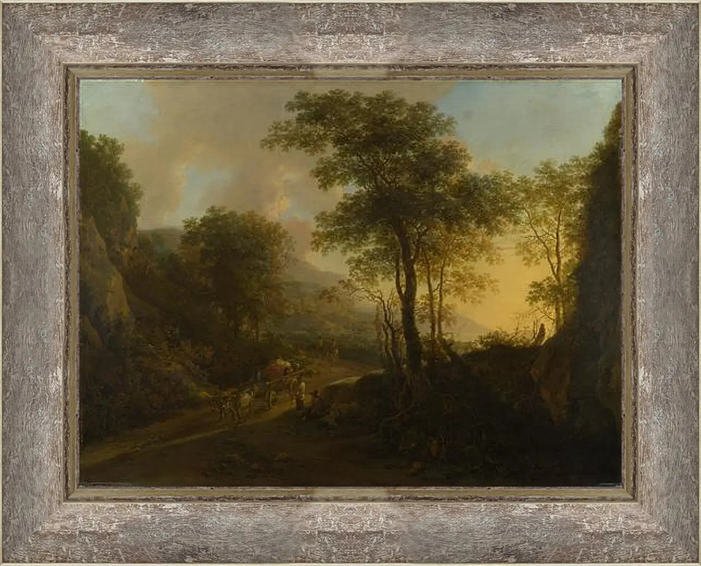 Картина в раме - A Rocky Landscape with an Ox-cart. Ян Бот