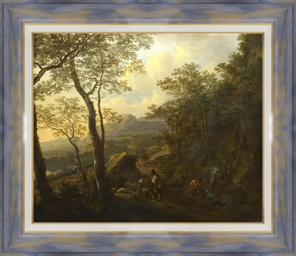 Картина в раме - A Rocky Italian Landscape with Herdsmen and Muleteers. Ян Бот