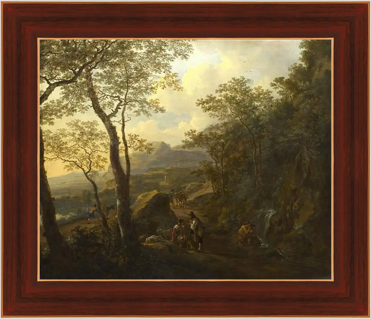 Картина в раме - A Rocky Italian Landscape with Herdsmen and Muleteers. Ян Бот