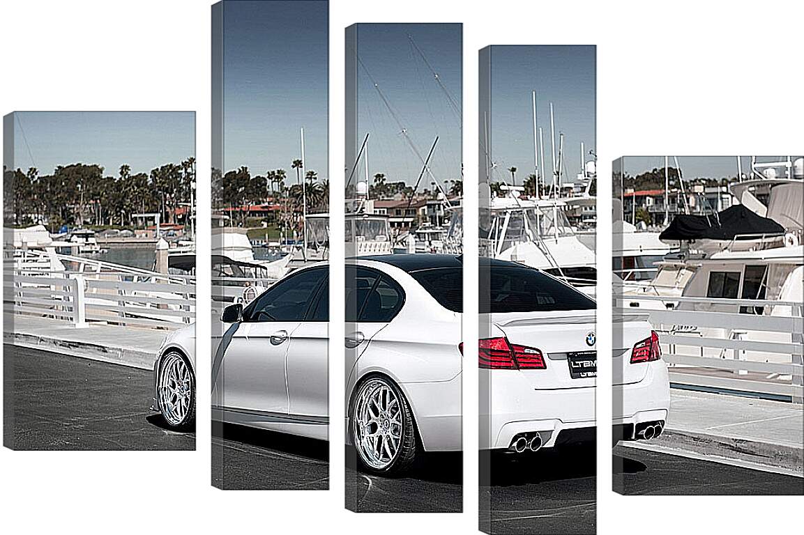 Модульная картина - Белый БМВ 5й серии (BMW 5 series)