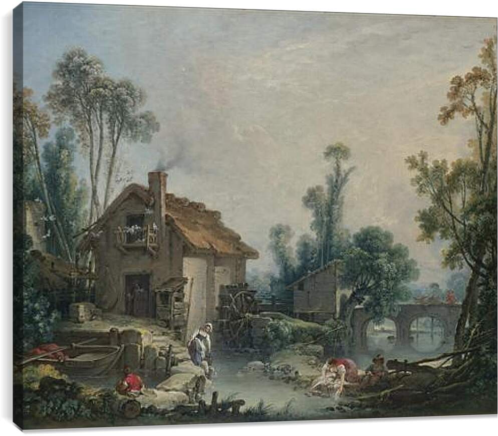 Постер и плакат - Landscape with a Watermill. Франсуа Буше