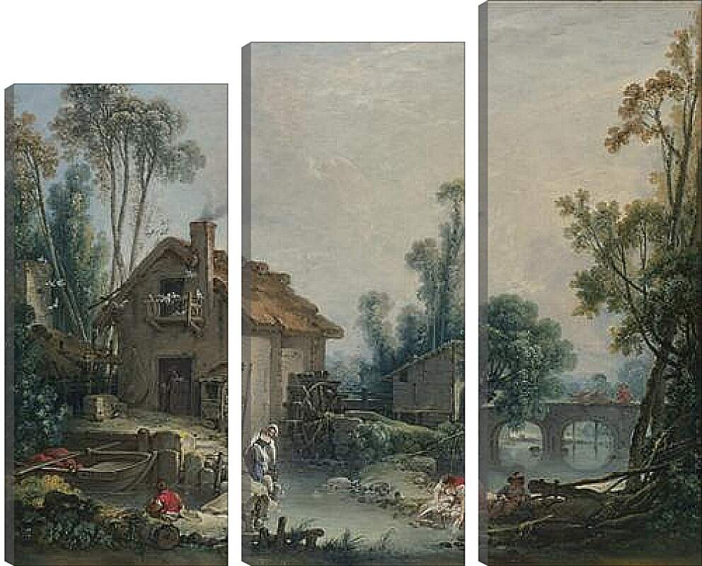 Модульная картина - Landscape with a Watermill. Франсуа Буше