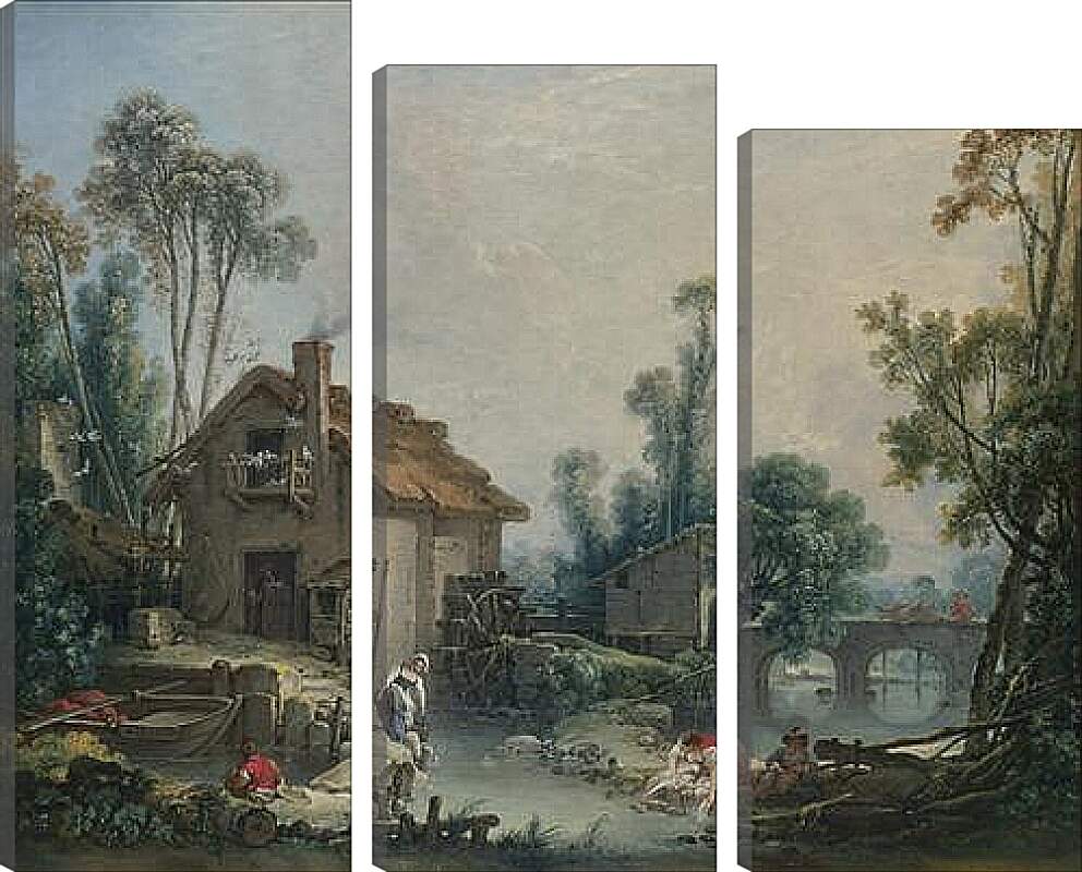 Модульная картина - Landscape with a Watermill. Франсуа Буше