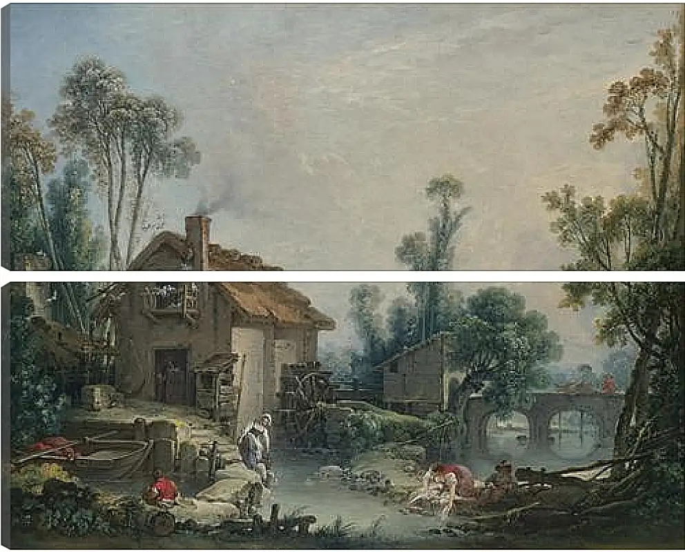 Модульная картина - Landscape with a Watermill. Франсуа Буше