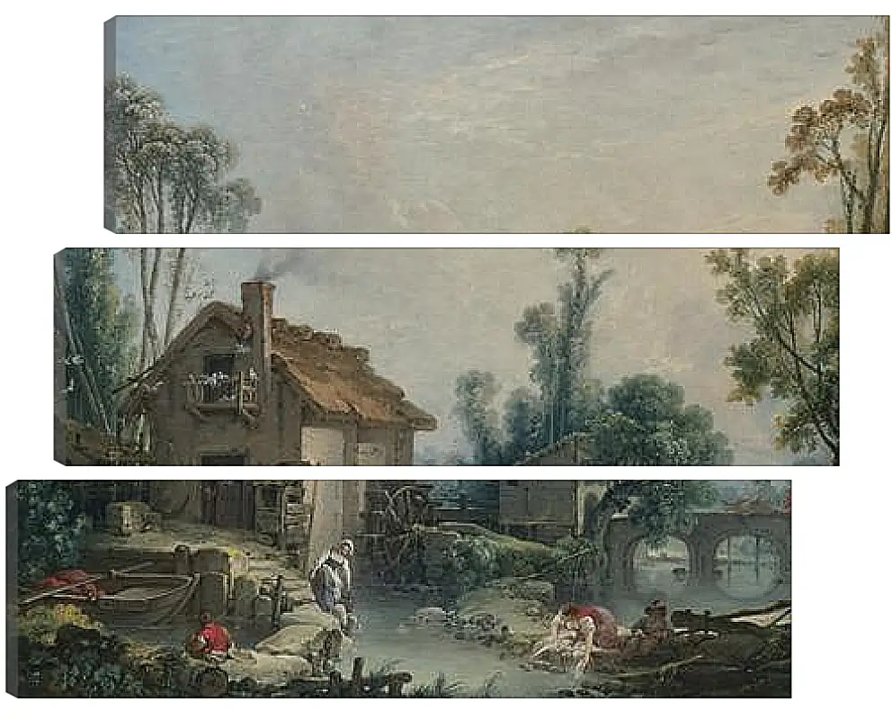 Модульная картина - Landscape with a Watermill. Франсуа Буше