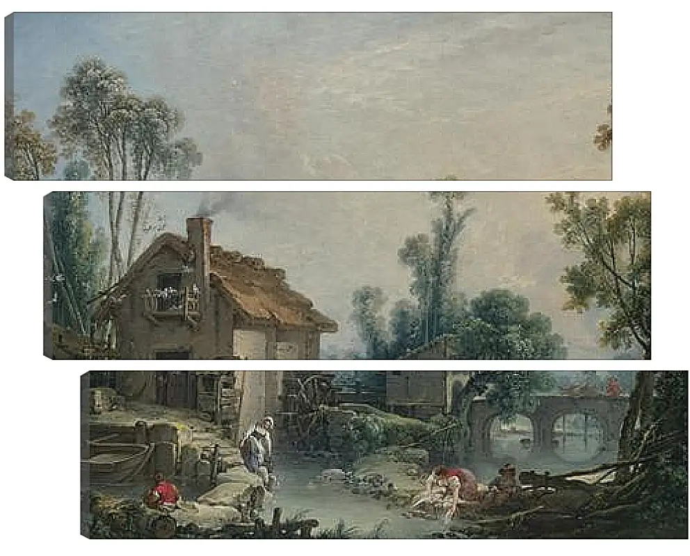 Модульная картина - Landscape with a Watermill. Франсуа Буше