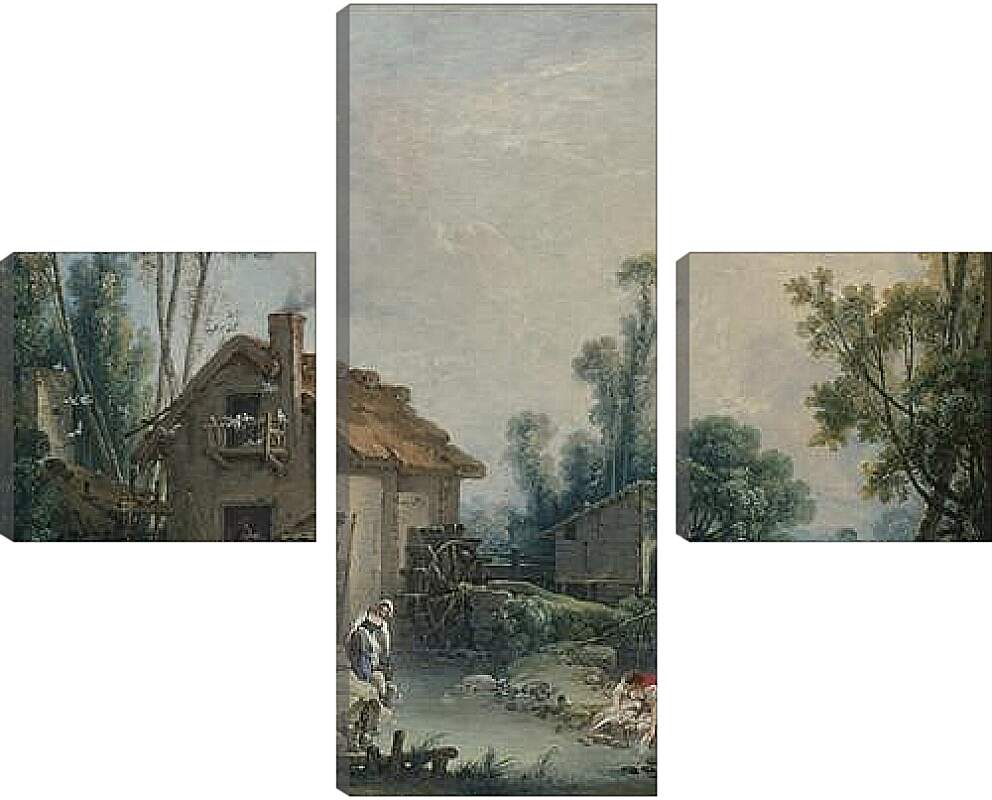 Модульная картина - Landscape with a Watermill. Франсуа Буше