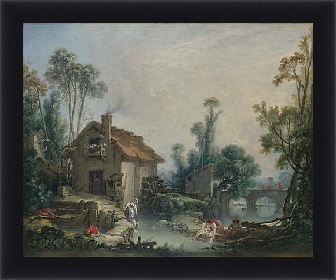 Картина в раме - Landscape with a Watermill. Франсуа Буше
