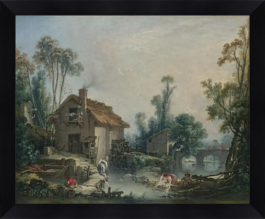 Картина в раме - Landscape with a Watermill. Франсуа Буше