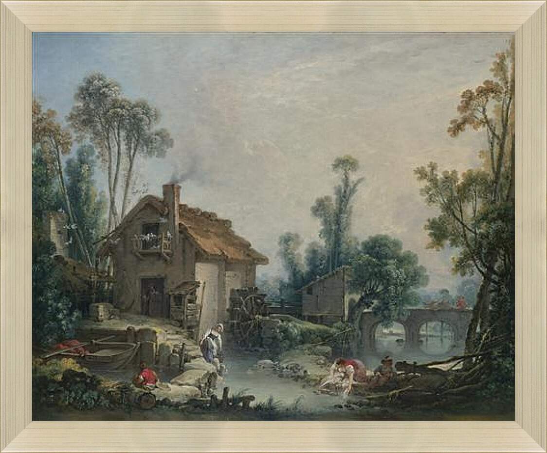 Картина в раме - Landscape with a Watermill. Франсуа Буше