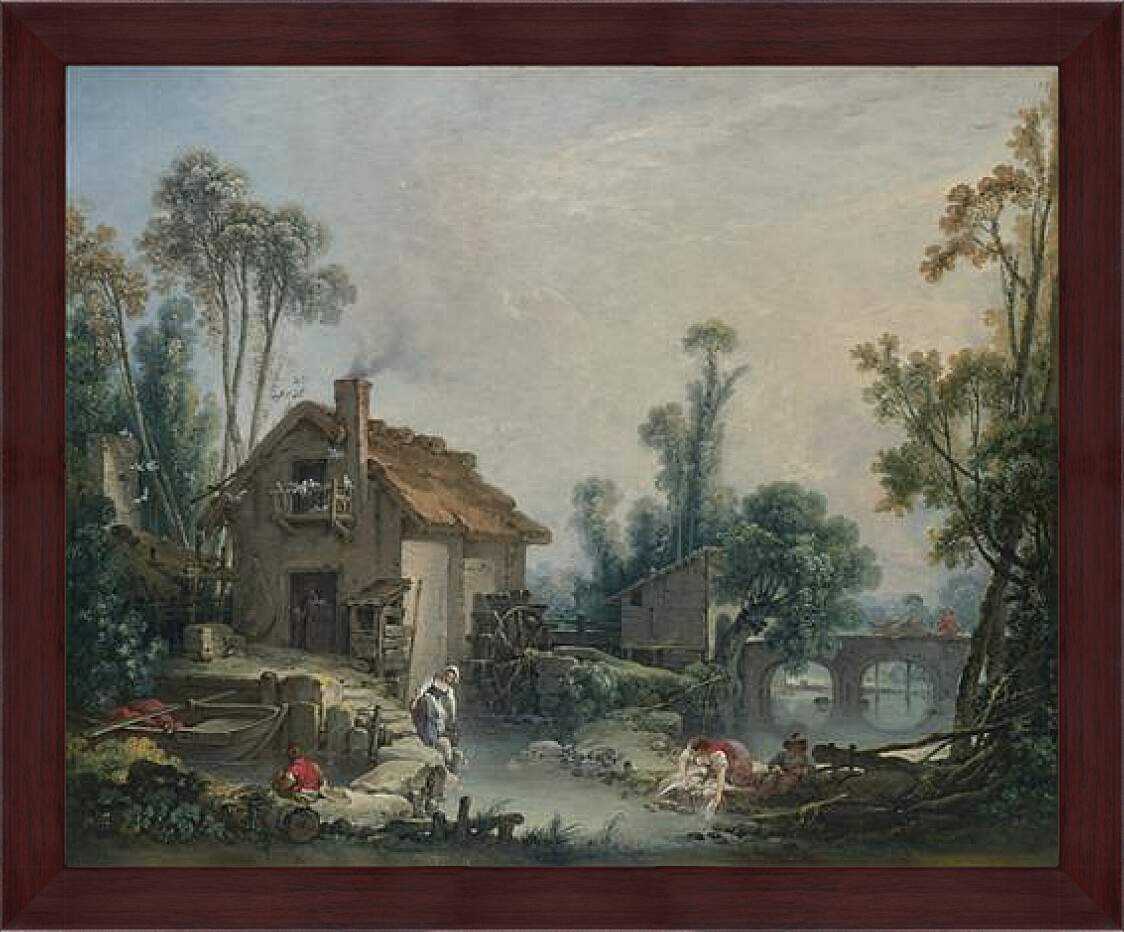 Картина в раме - Landscape with a Watermill. Франсуа Буше
