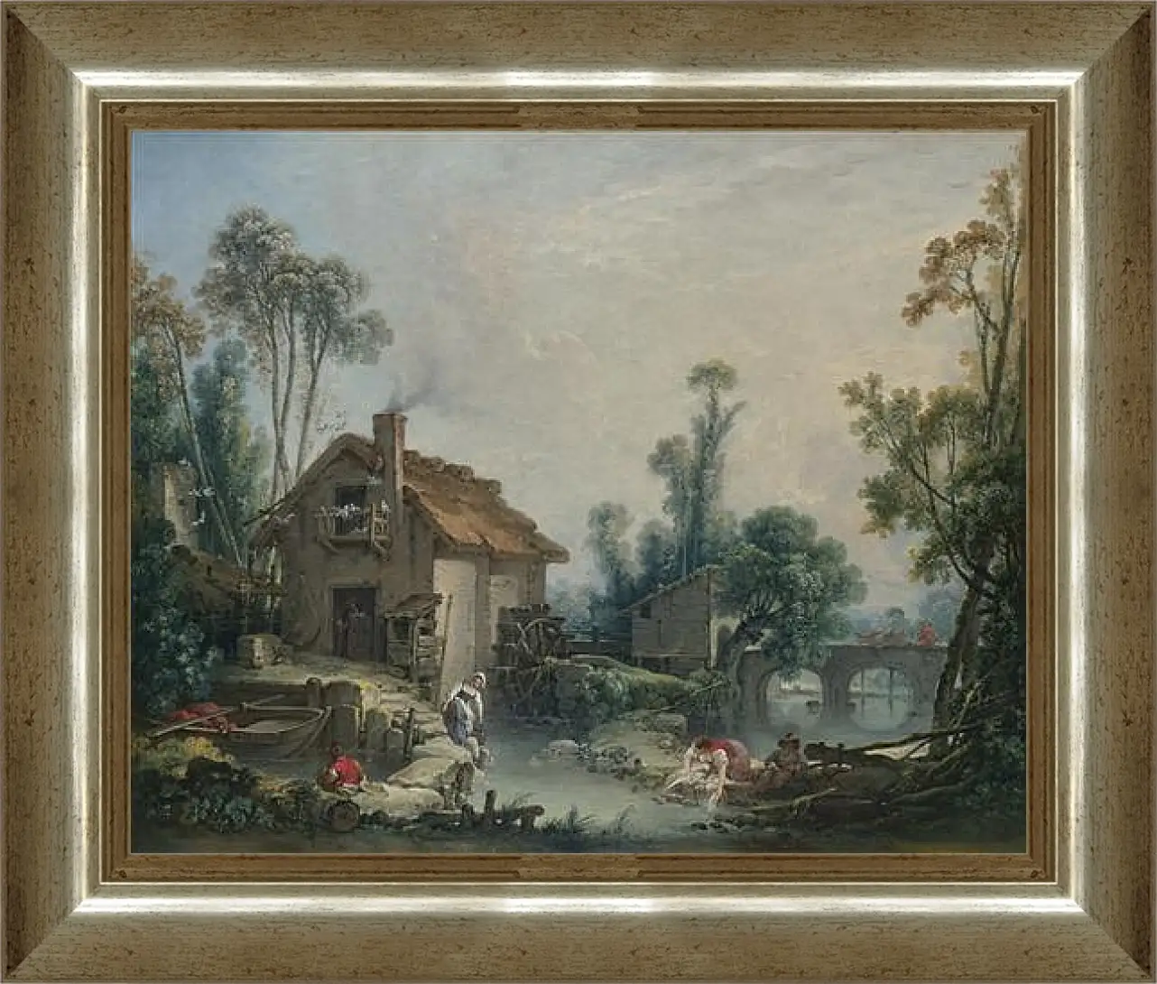 Картина в раме - Landscape with a Watermill. Франсуа Буше