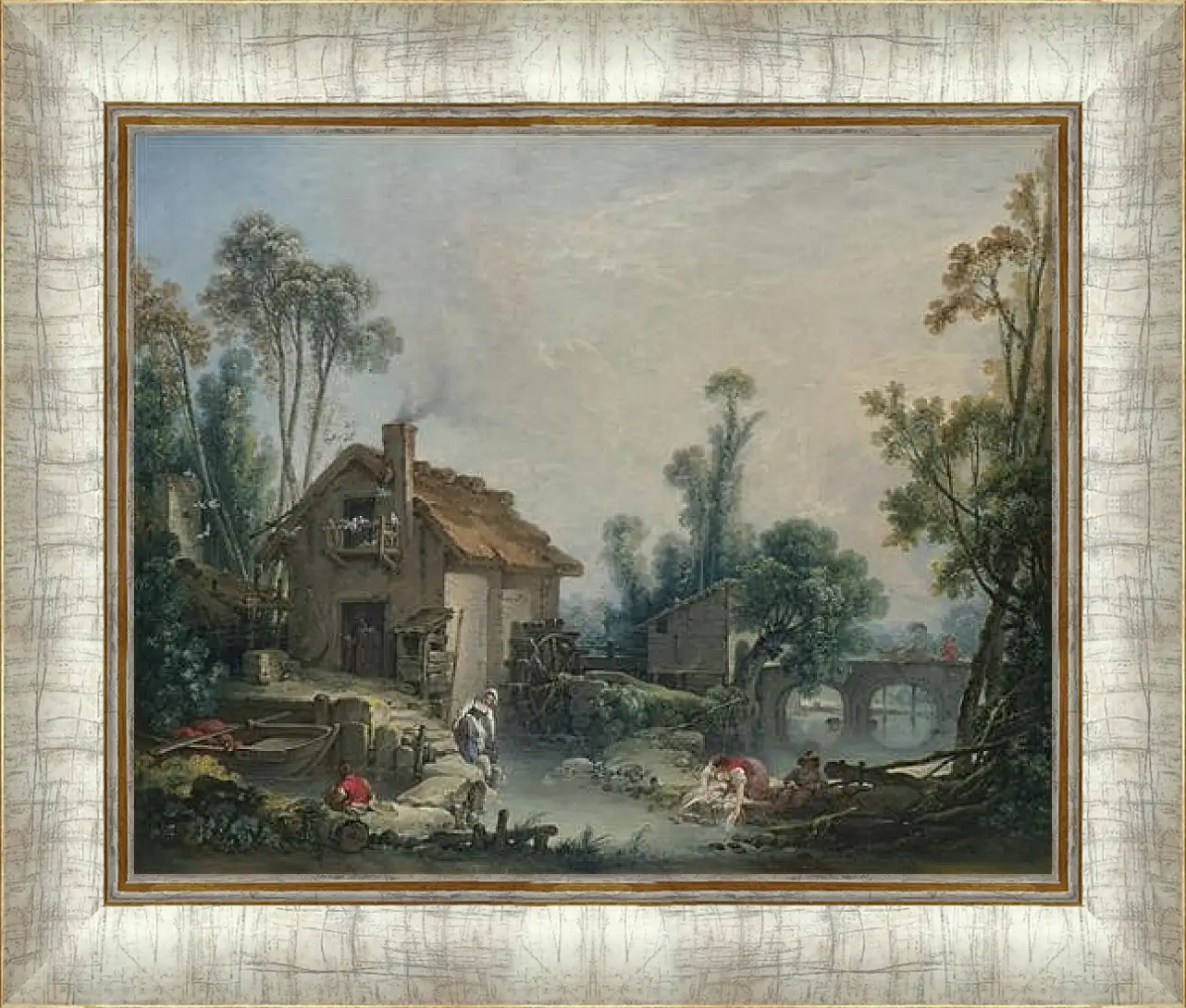 Картина в раме - Landscape with a Watermill. Франсуа Буше