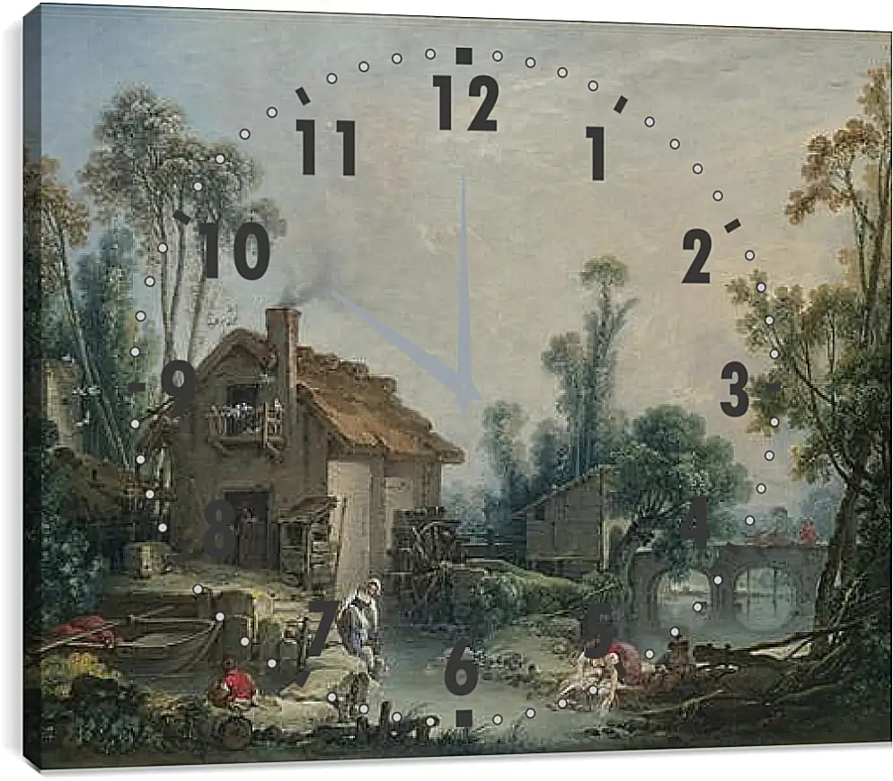 Часы картина - Landscape with a Watermill. Франсуа Буше