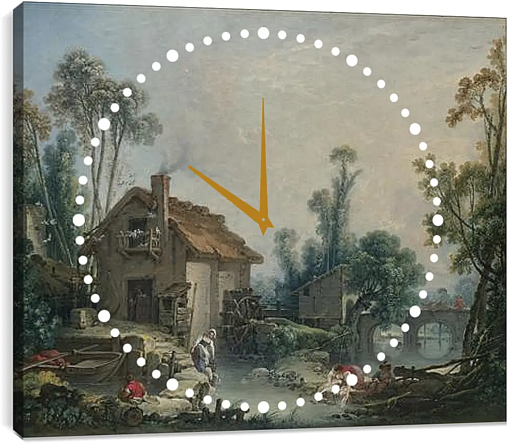 Часы картина - Landscape with a Watermill. Франсуа Буше