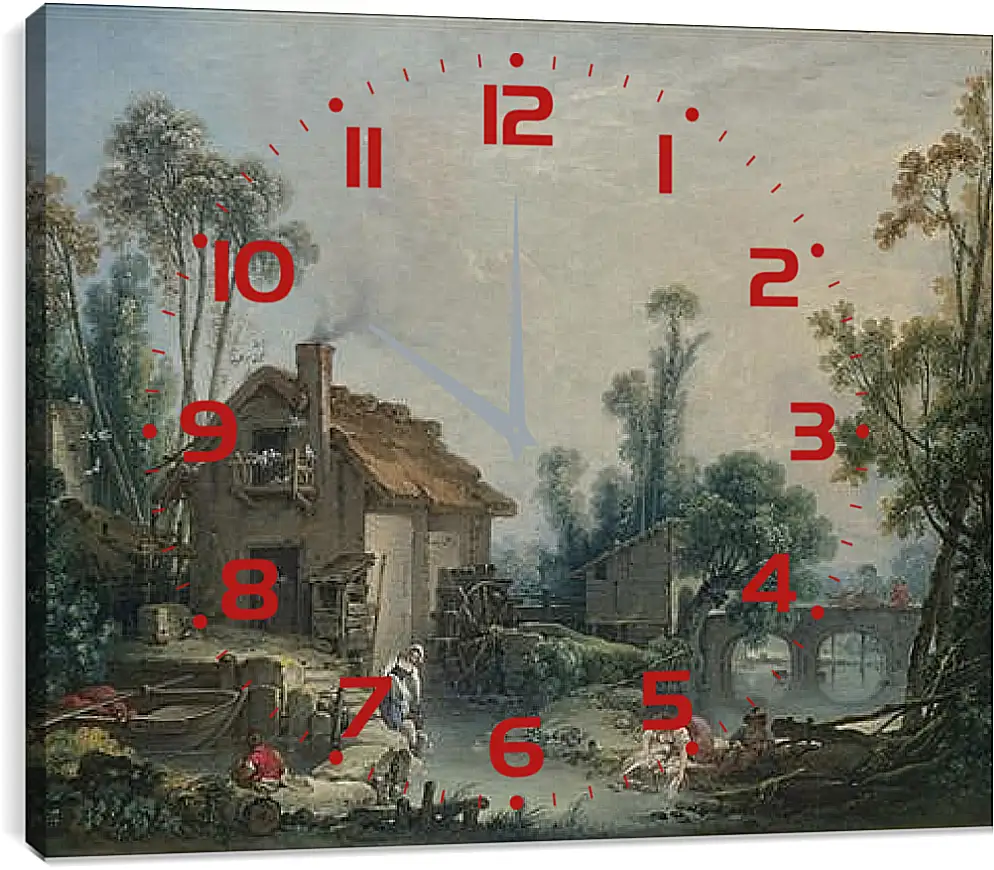 Часы картина - Landscape with a Watermill. Франсуа Буше