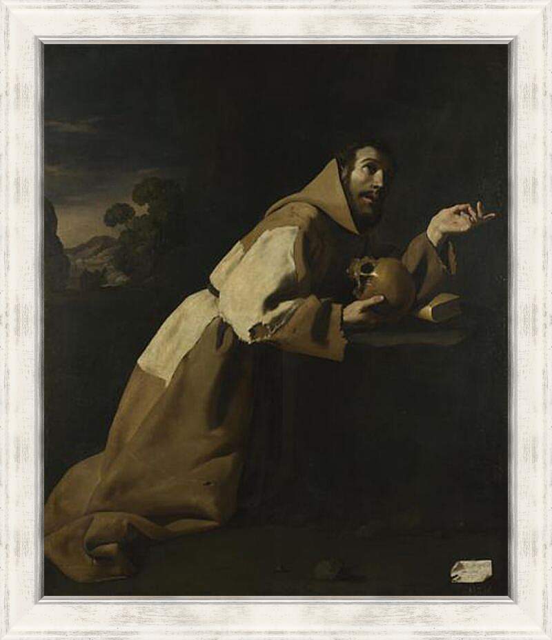 Картина в раме - Saint Francis in Meditation. Святой Франциск в раздумии. Франсиско де Сурбаран