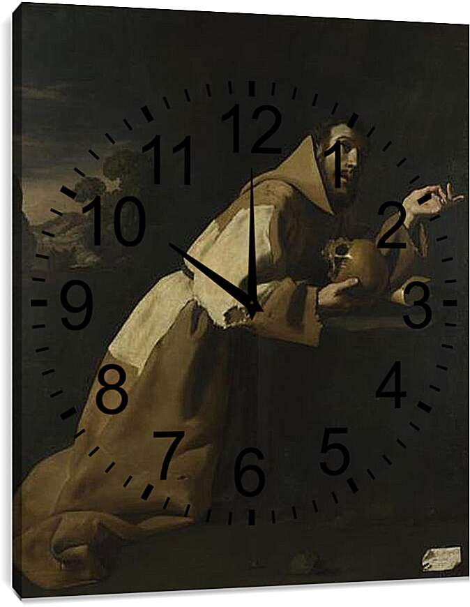 Часы картина - Saint Francis in Meditation. Святой Франциск в раздумии. Франсиско де Сурбаран