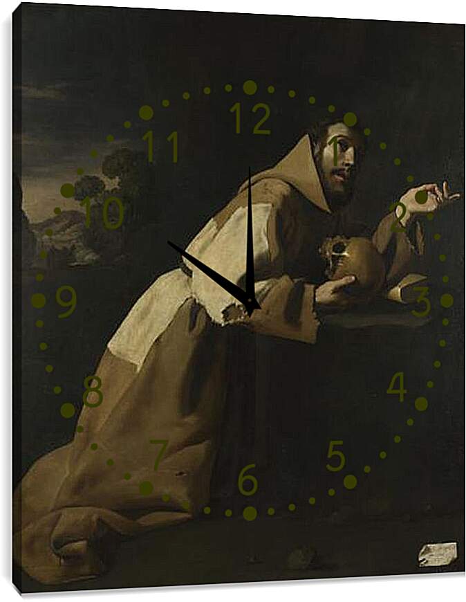 Часы картина - Saint Francis in Meditation. Святой Франциск в раздумии. Франсиско де Сурбаран