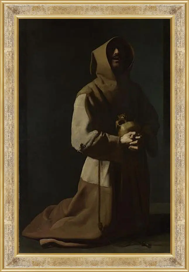 Картина в раме - Saint Francis in Meditation (1). Святой Франциск на коленях. Франсиско де Сурбаран