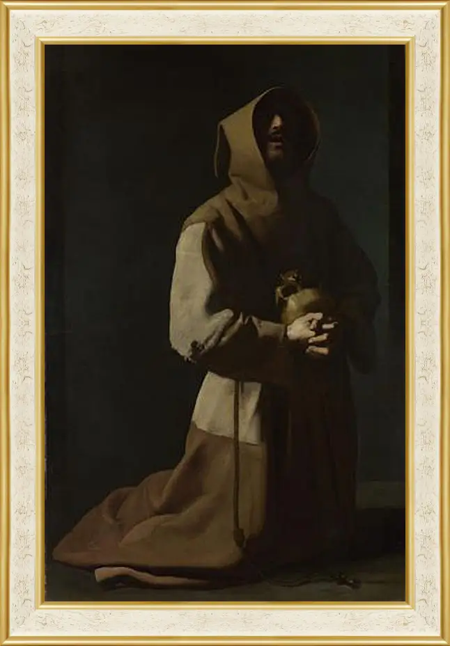 Картина в раме - Saint Francis in Meditation (1). Святой Франциск на коленях. Франсиско де Сурбаран