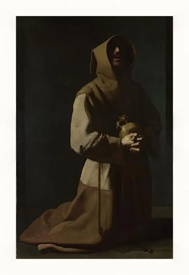 Картина в раме - Saint Francis in Meditation (1). Святой Франциск на коленях. Франсиско де Сурбаран