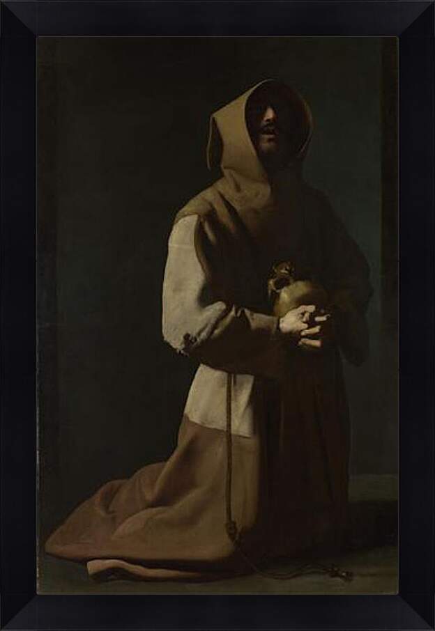 Картина в раме - Saint Francis in Meditation (1). Святой Франциск на коленях. Франсиско де Сурбаран