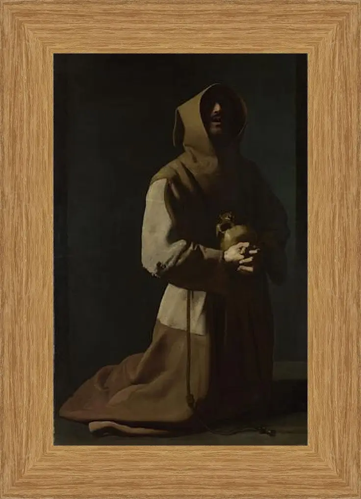 Картина в раме - Saint Francis in Meditation (1). Святой Франциск на коленях. Франсиско де Сурбаран