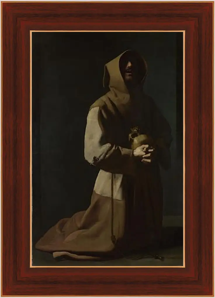 Картина в раме - Saint Francis in Meditation (1). Святой Франциск на коленях. Франсиско де Сурбаран