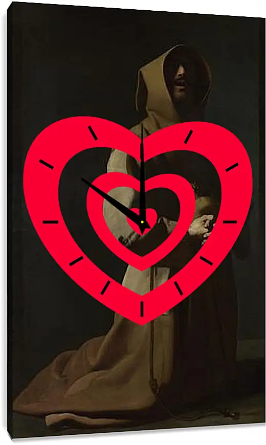 Часы картина - Saint Francis in Meditation (1). Святой Франциск на коленях. Франсиско де Сурбаран