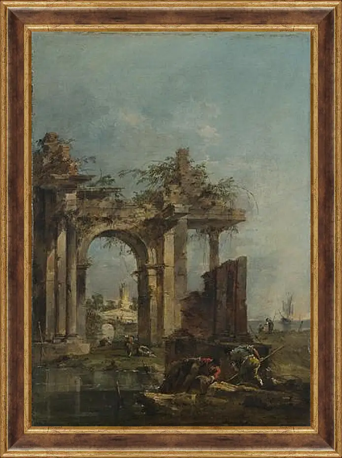 Картина в раме - A Caprice with Ruins on the Seashore. Франческо Гварди