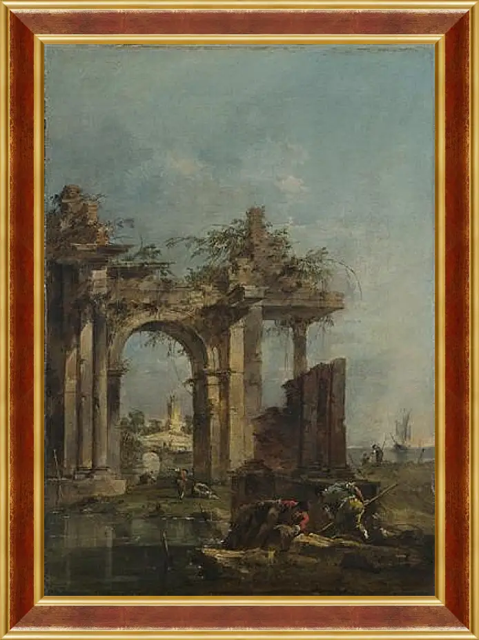 Картина в раме - A Caprice with Ruins on the Seashore. Франческо Гварди