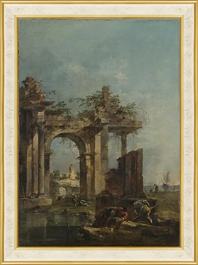 Картина в раме - A Caprice with Ruins on the Seashore. Франческо Гварди