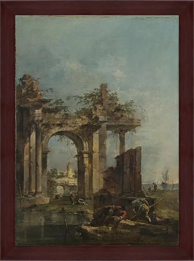 Картина в раме - A Caprice with Ruins on the Seashore. Франческо Гварди