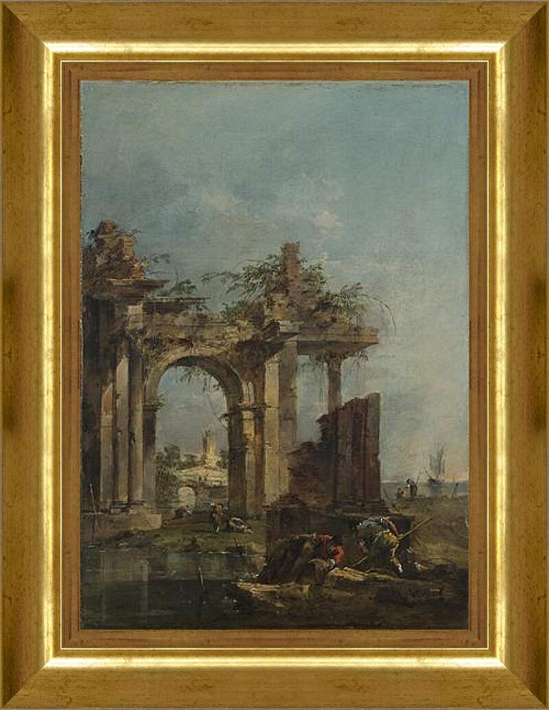 Картина в раме - A Caprice with Ruins on the Seashore. Франческо Гварди