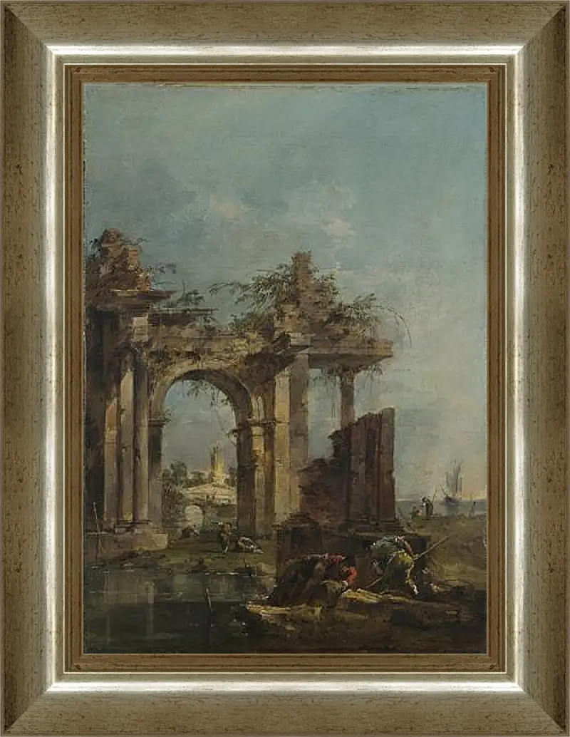 Картина в раме - A Caprice with Ruins on the Seashore. Франческо Гварди