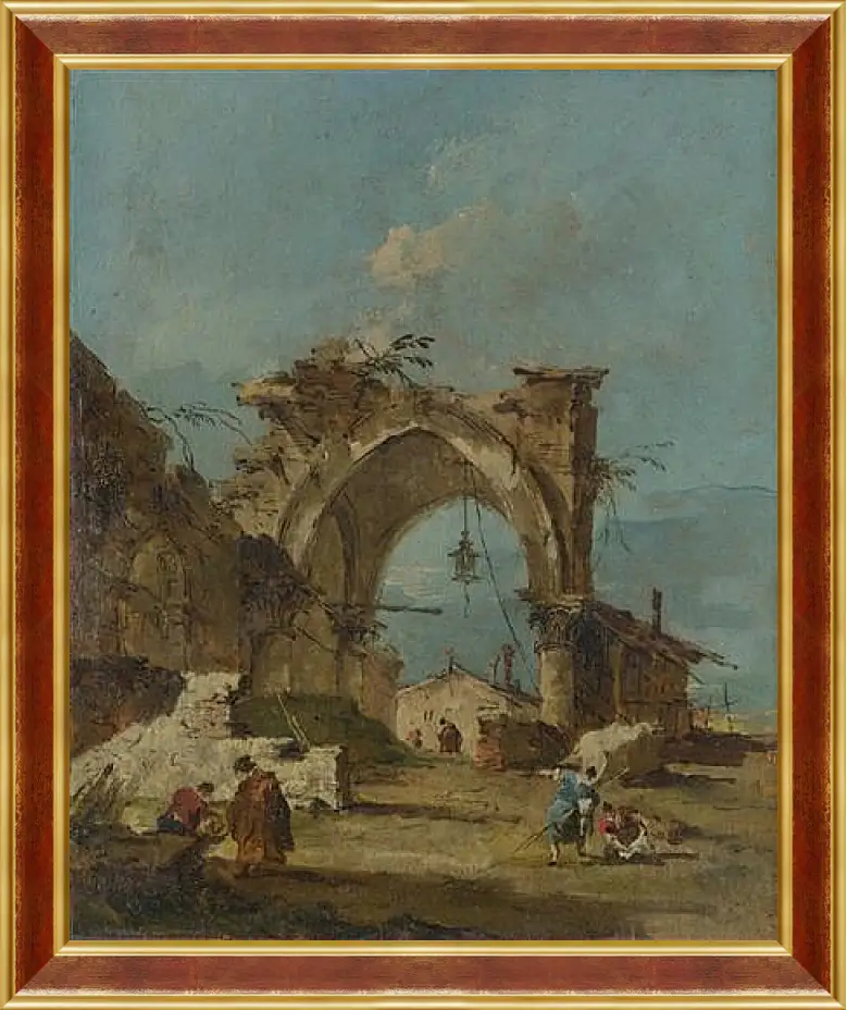 Картина в раме - A Caprice with a Ruined Arch. Франческо Гварди