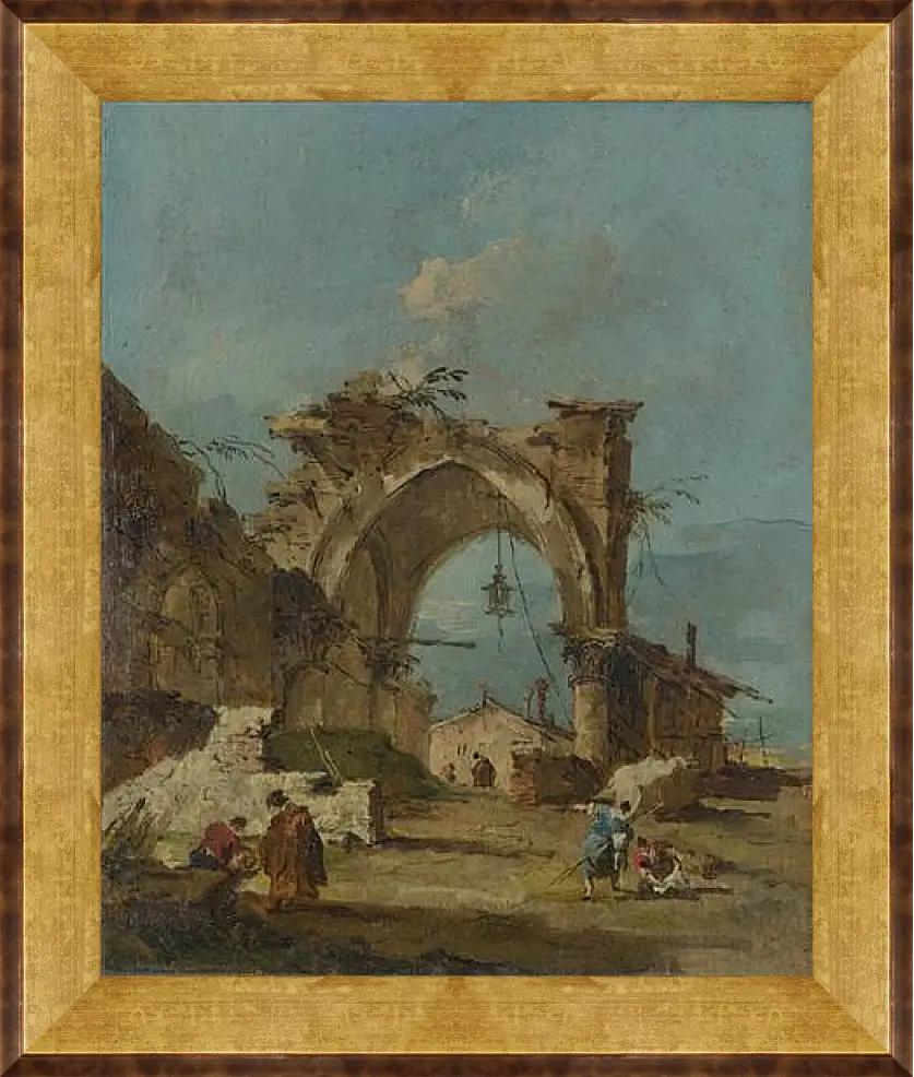 Картина в раме - A Caprice with a Ruined Arch. Франческо Гварди