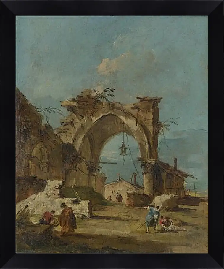 Картина в раме - A Caprice with a Ruined Arch. Франческо Гварди