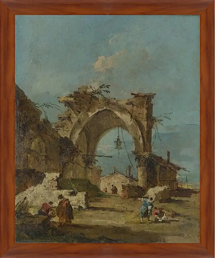 Картина в раме - A Caprice with a Ruined Arch. Франческо Гварди