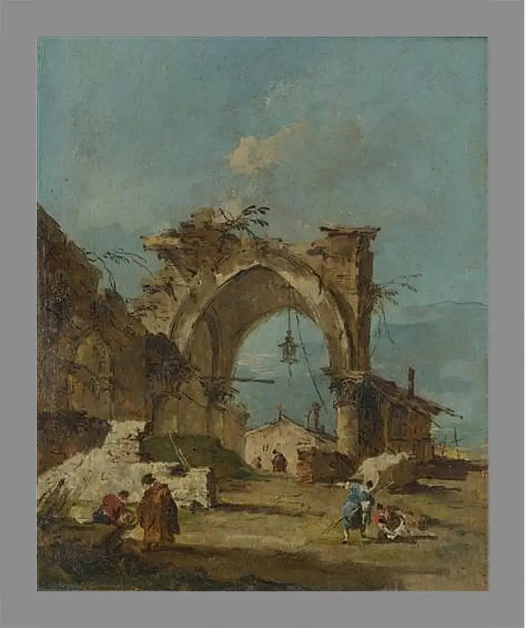 Картина в раме - A Caprice with a Ruined Arch. Франческо Гварди