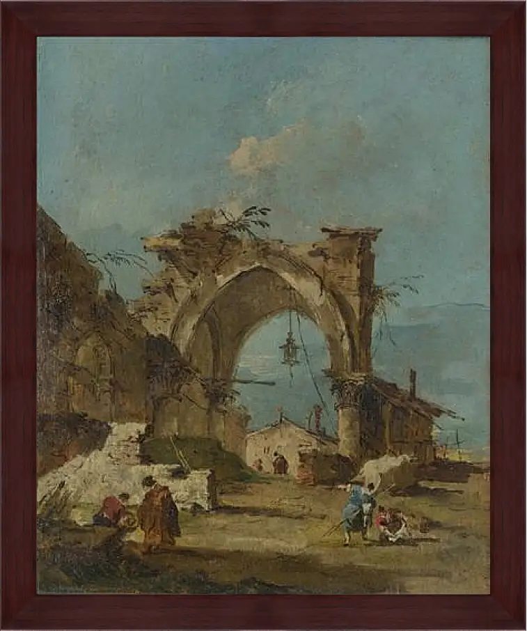 Картина в раме - A Caprice with a Ruined Arch. Франческо Гварди